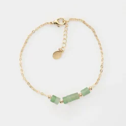 Bracelet chaîne barrette de perles plaqué or