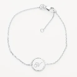 Bracelet chaîne bohème personnalisé médaille gravée argent initiale 11 mm