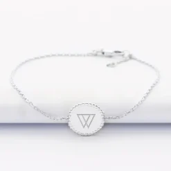 Bracelet chaîne bohème personnalisé médaille gravée argent initiale 11 mm