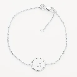 Bracelet chaîne bohème personnalisé médaille gravée argent initiale 11 mm - Nos petits imparfaits