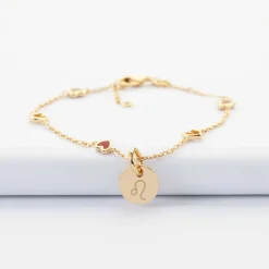 Bracelet chaîne coeurs ajourés et email personnalisé médaille gravée plaqué or 10 mm