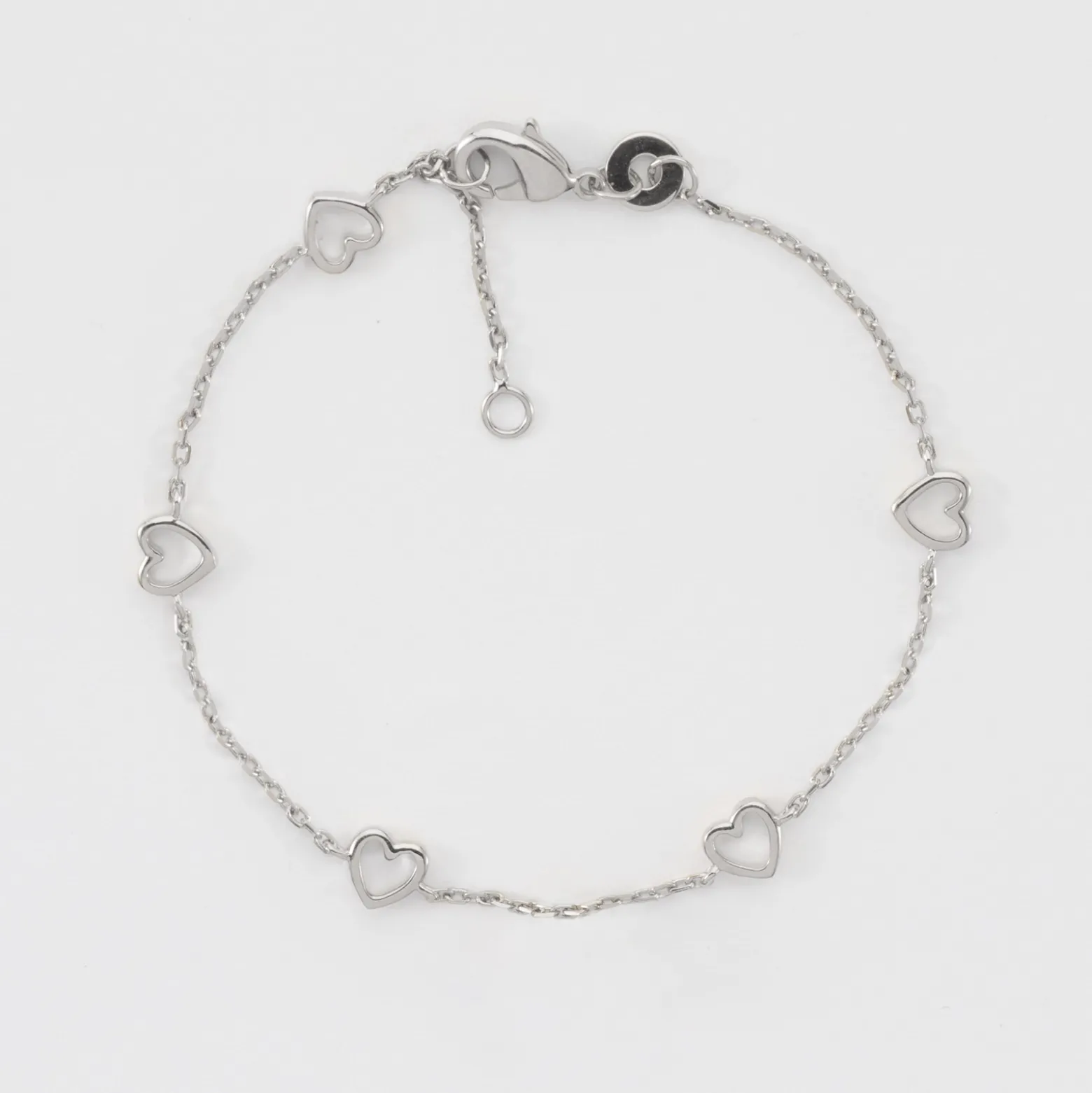 Bracelet chaîne coeurs ajourés argent
