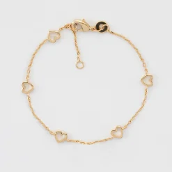 Bracelet chaîne coeurs ajourés plaqué or