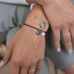 Bracelet chaîne coeurs ajourés personnalisé médaille gravée argent 15 mm