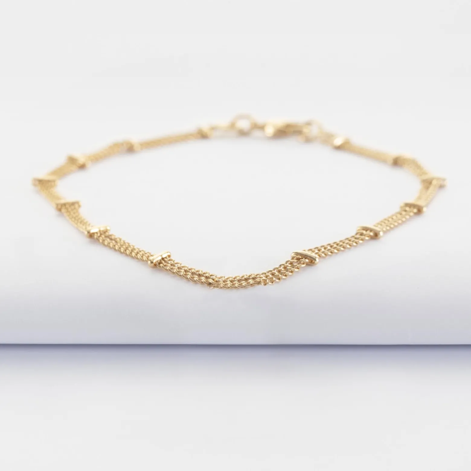 Bracelet chaîne double plaqué or