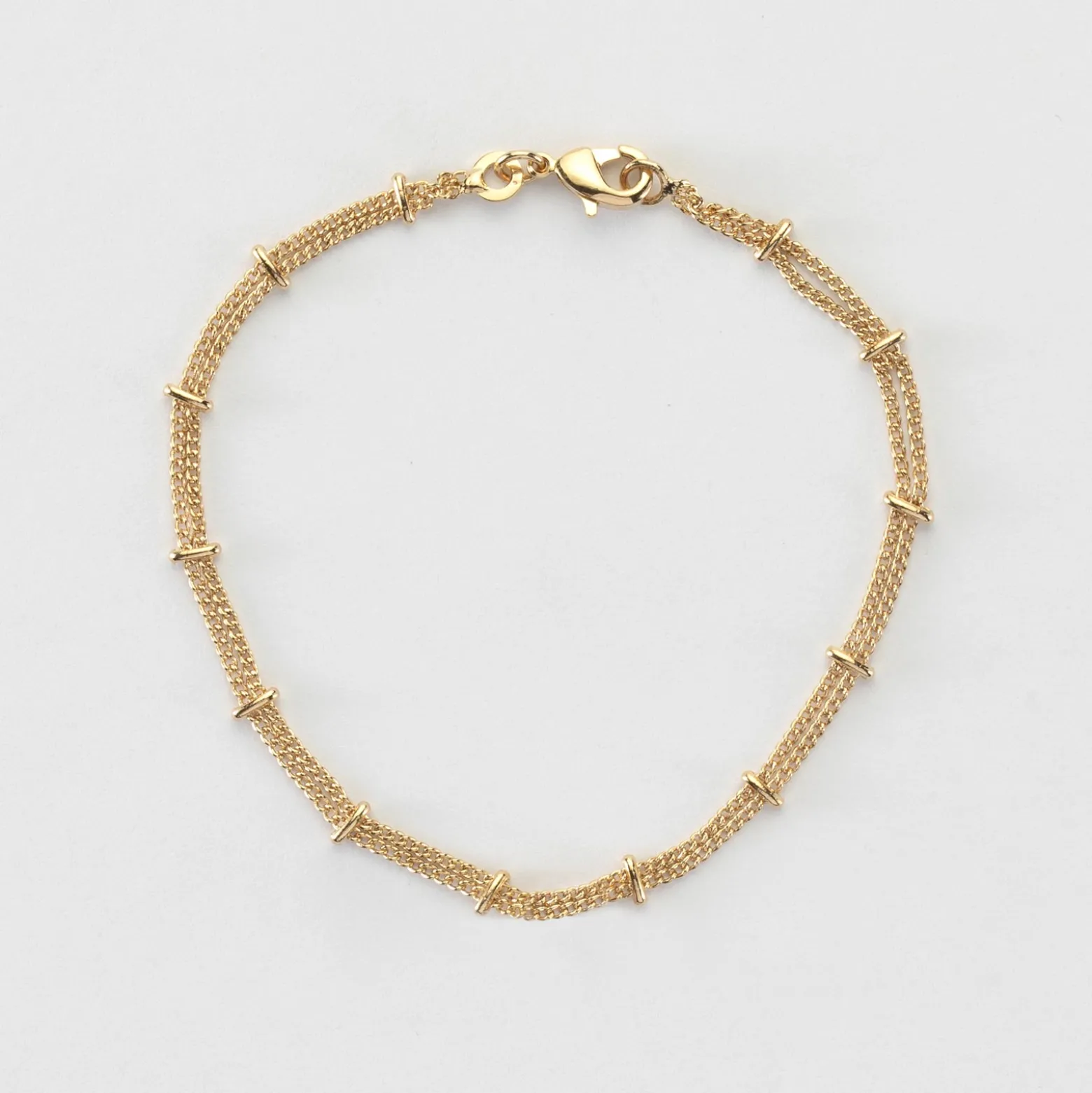 Bracelet chaîne double plaqué or