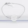 Bracelet chaîne Maman personnalisé médaille gravée argent 2 trous 15 mm