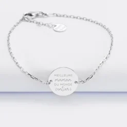 Bracelet chaîne Maman personnalisé médaille gravée argent 2 trous 15 mm