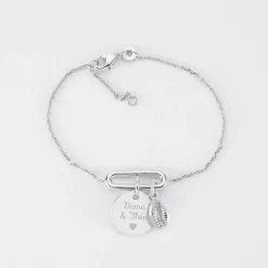 Bracelet chaîne ovale ouvert personnalisé médaille gravée argent 15 mm et breloque(s) summer - à composer
