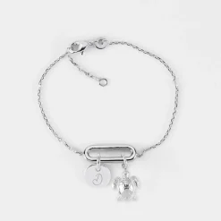 Bracelet chaîne ovale ouvert personnalisé médaille gravée argent 10 mm et breloque(s) summer - à composer