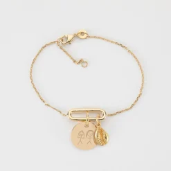 Bracelet chaîne ovale ouvert personnalisé médaille gravée plaqué or 15 mm et breloque(s) summer - à composer