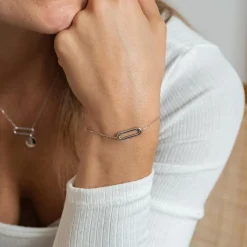 Bracelet chaîne ovale ouvert argent