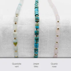 Bracelet chaîne perles personnalisé médaille gravée plaqué or ronde 15 mm