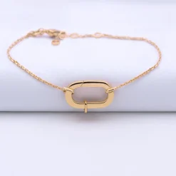 Bracelet chaîne personnalisé collection Chapitre mousqueton 11x19 mm plaqué or - à composer