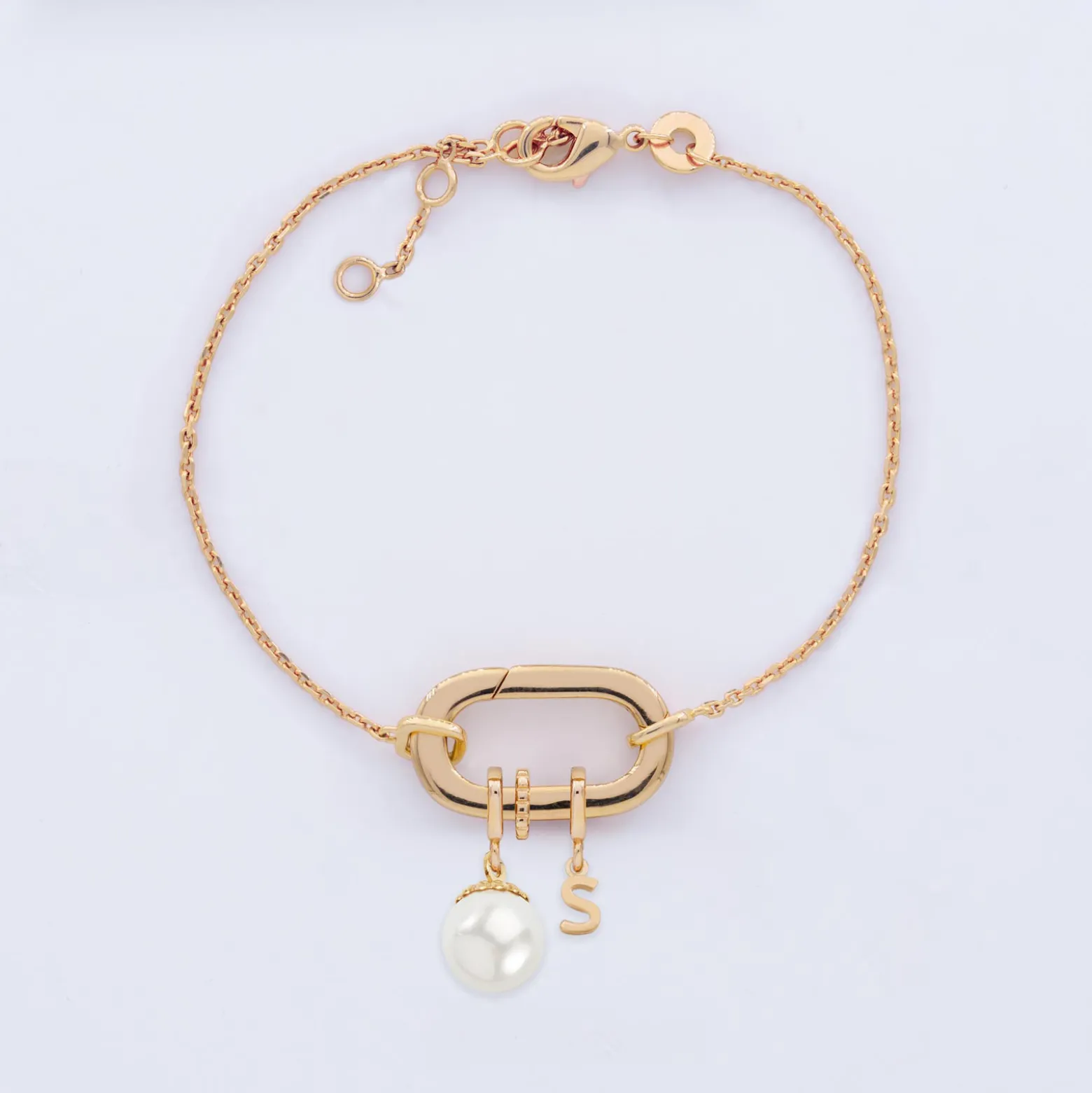 Bracelet chaîne personnalisé collection Chapitre mousqueton 11x19 mm plaqué or - à composer
