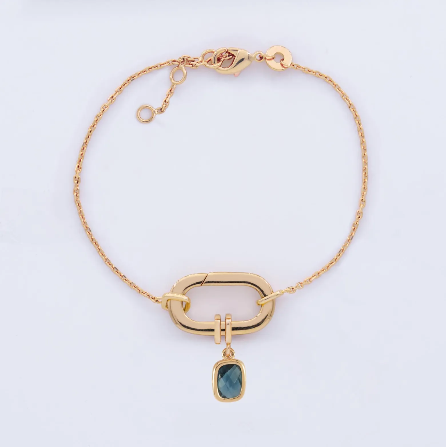 Bracelet chaîne personnalisé collection Chapitre mousqueton 11x19 mm plaqué or - à composer