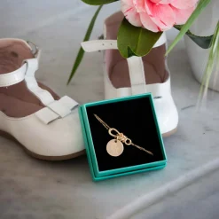 Bracelet chaîne personnalisé "Le lien" et médaille gravée plaqué or 15 mm - HappyBulle x Lilylovesfashion