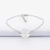 Bracelet chaîne personnalisé médaille scintillante gravée argent initiale 13 mm
