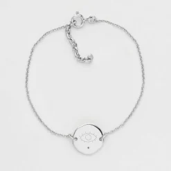 Bracelet chaîne personnalisé médaille scintillante gravée argent initiale 13 mm