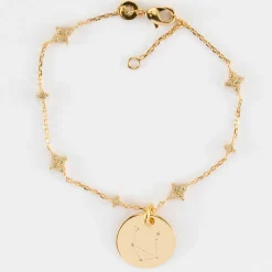 Bracelet chaîne scintillant personnalisé médaille gravée plaqué or 15 mm