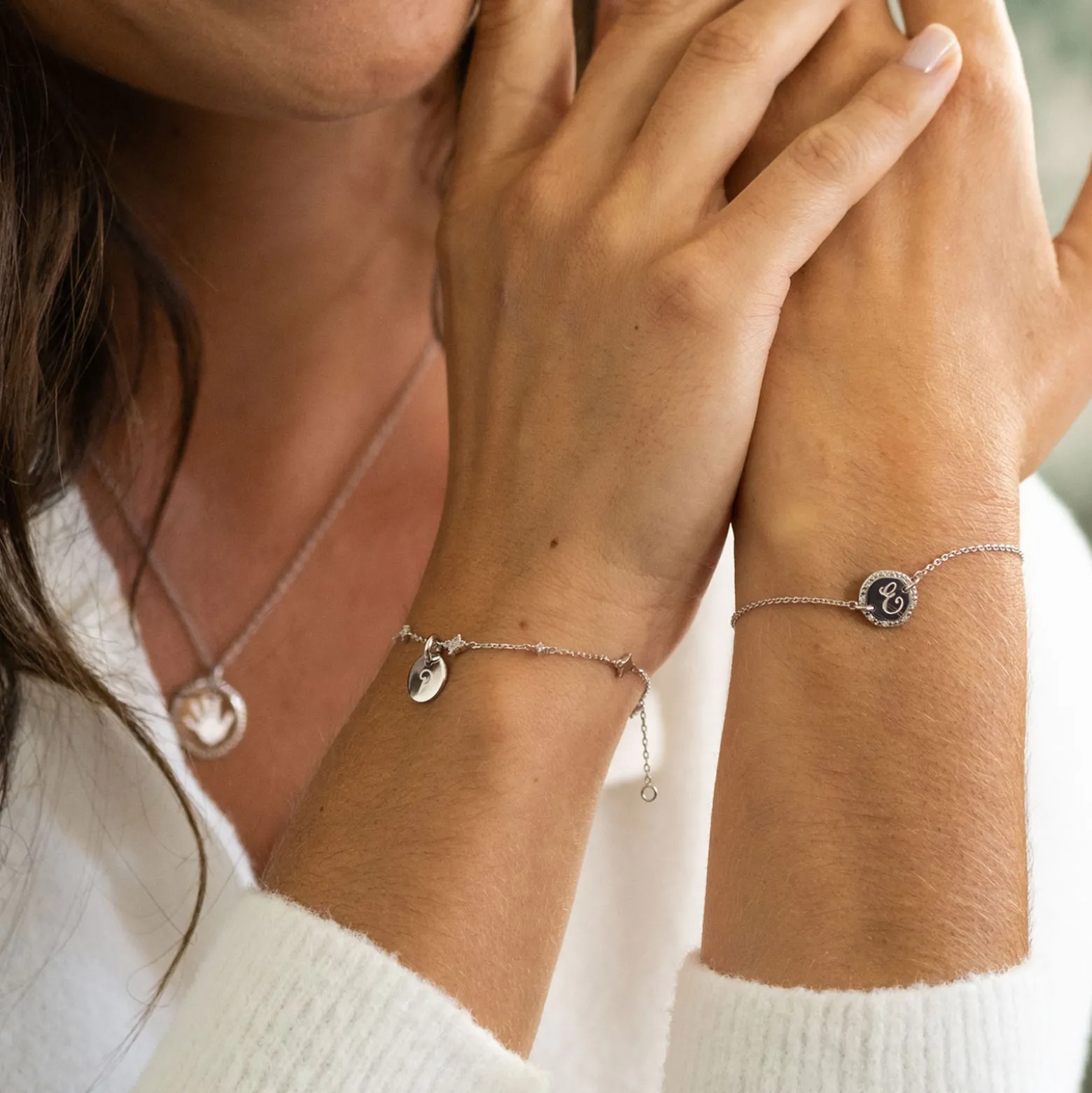 Bracelet chaîne scintillant personnalisé médaille gravée argent 10 mm