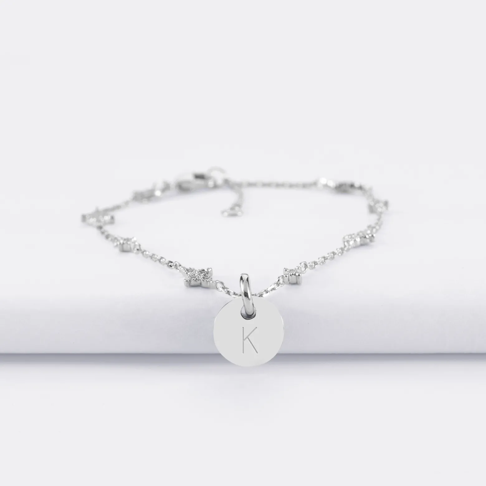 Bracelet chaîne scintillant personnalisé médaille gravée argent 10 mm