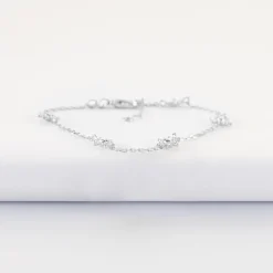 Bracelet chaîne étoile brillante argent