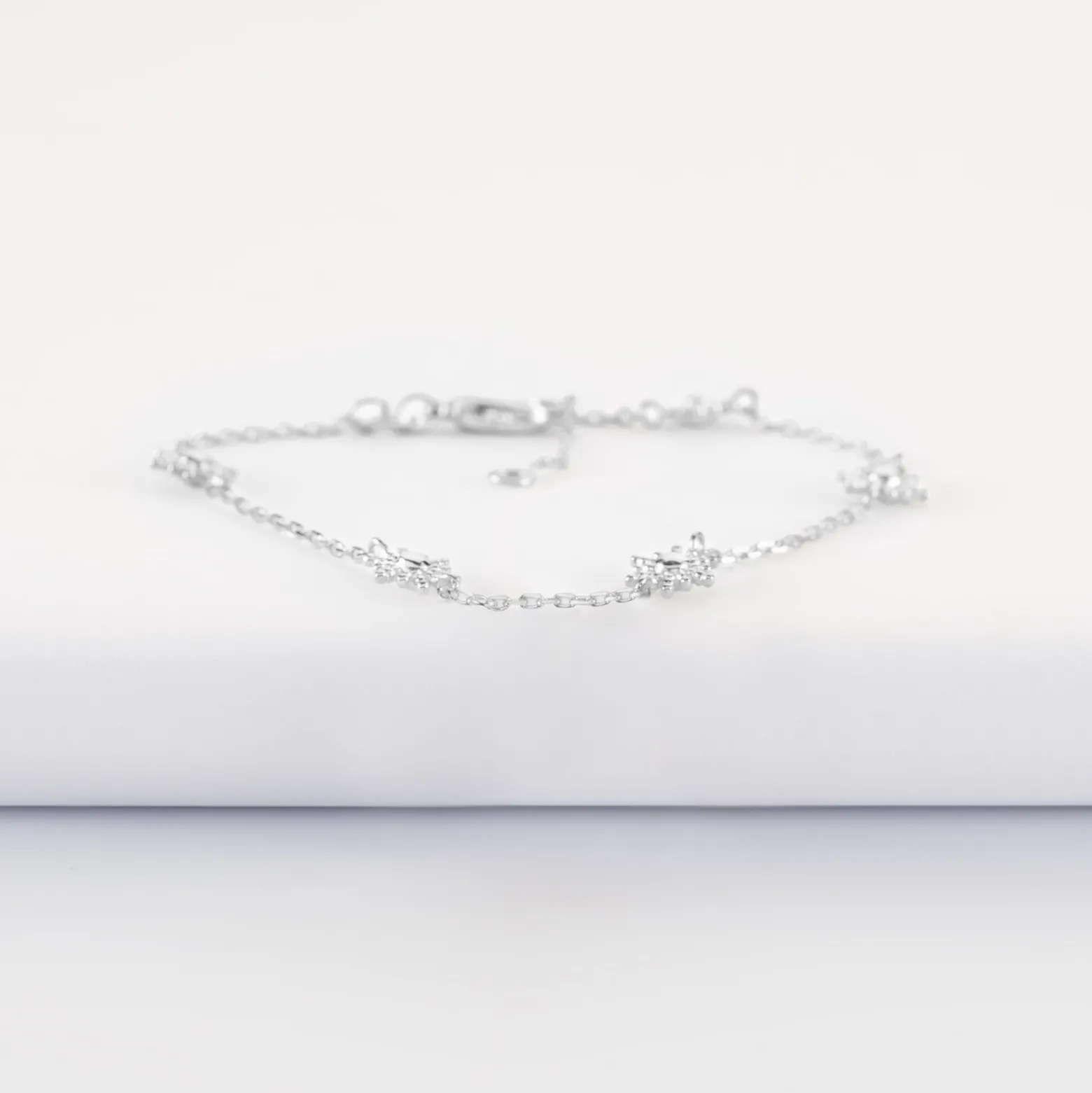 Bracelet chaîne étoile brillante argent