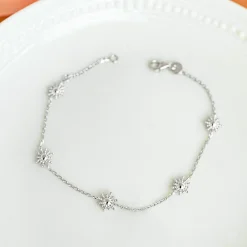 Bracelet chaîne étoile brillante argent