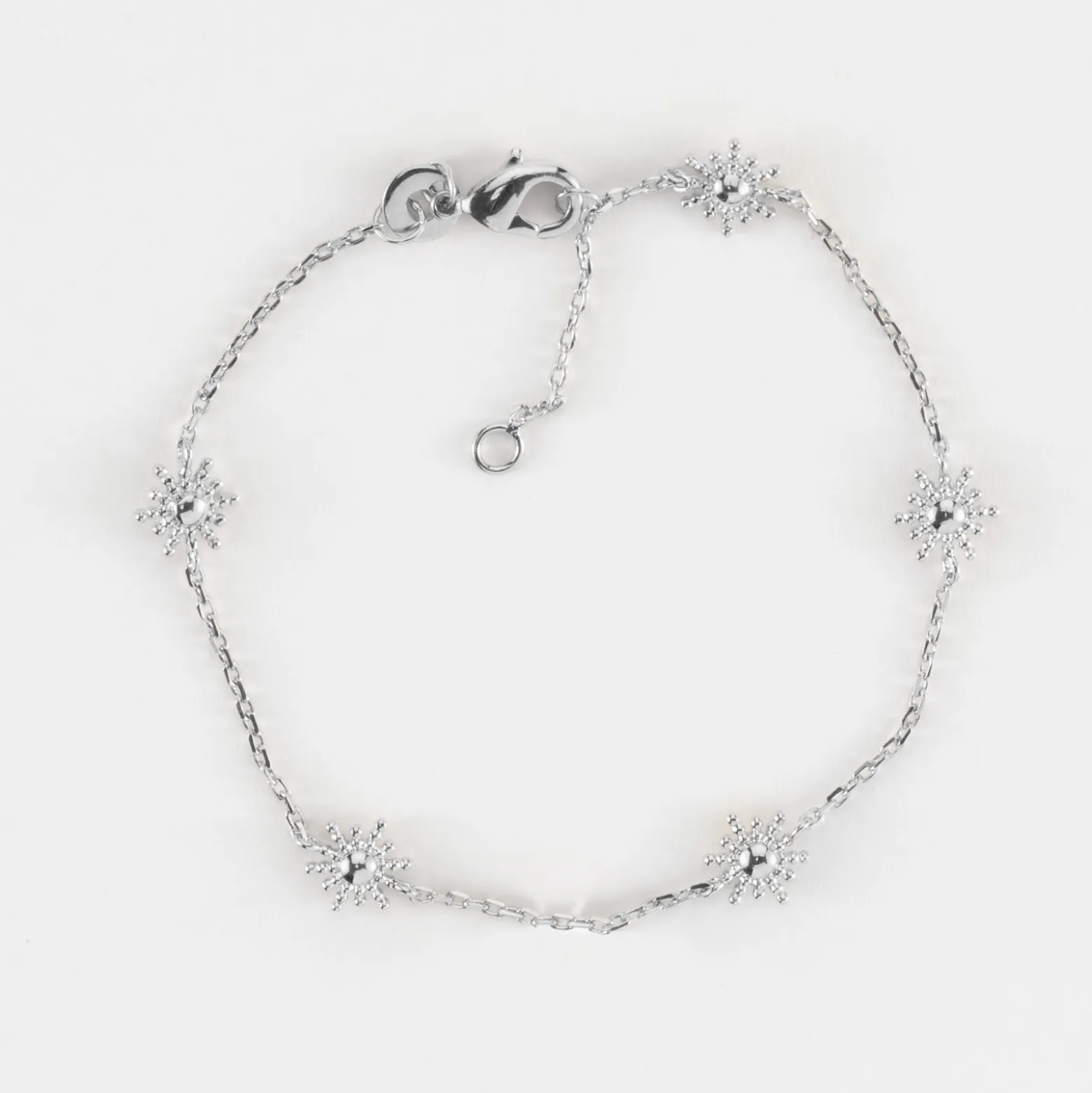 Bracelet chaîne étoile brillante argent