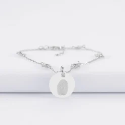 Bracelet chaîne étoile brillante personnalisé médaille gravée argent 15 mm