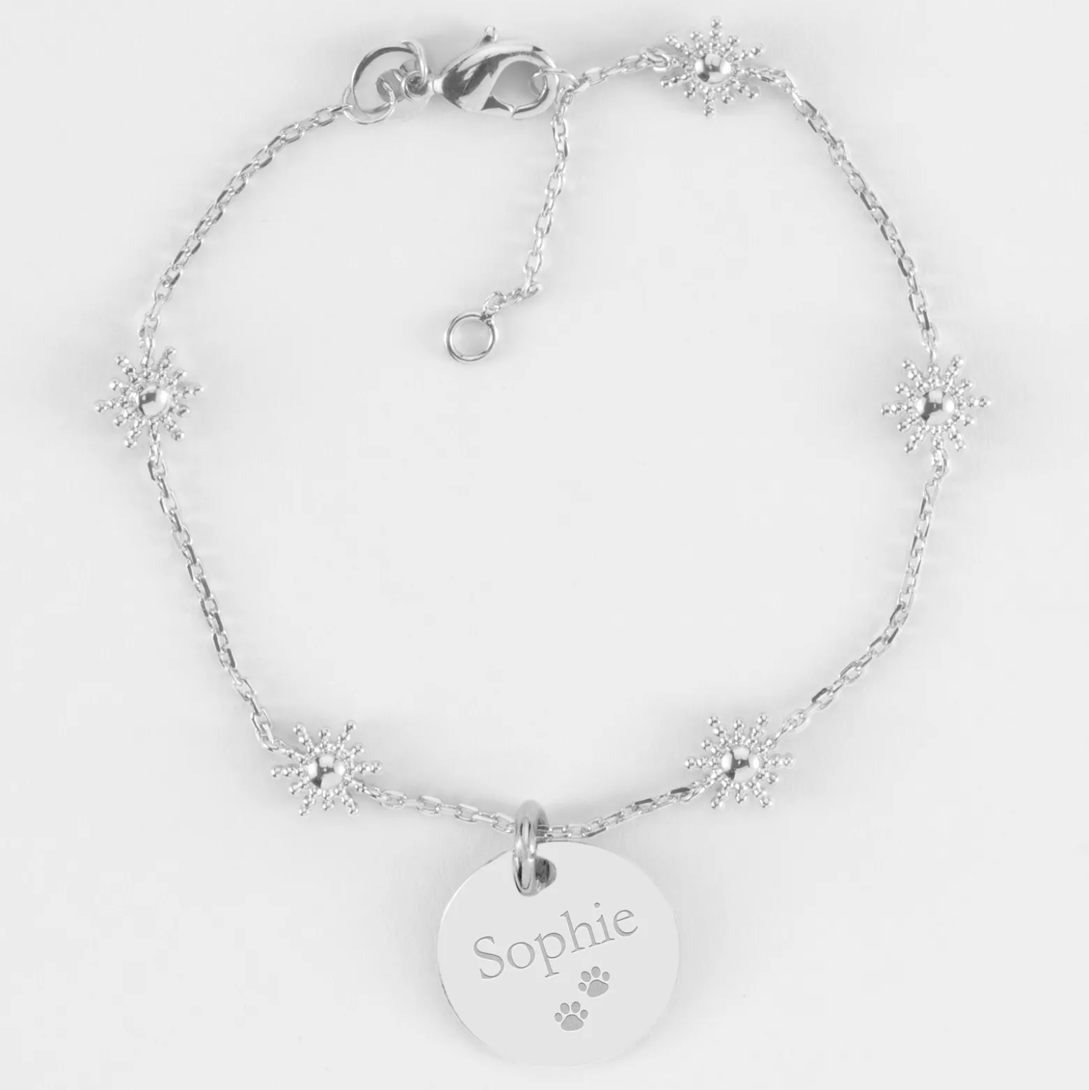 Bracelet chaîne étoile brillante personnalisé médaille gravée argent 15 mm