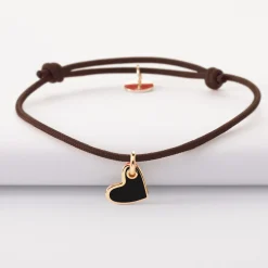 Bracelet coeur email plaqué or 10 mm