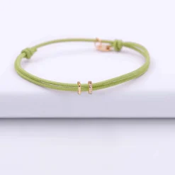 Bracelet cordon double personnalisé collection Chapitre plaqué or - à composer