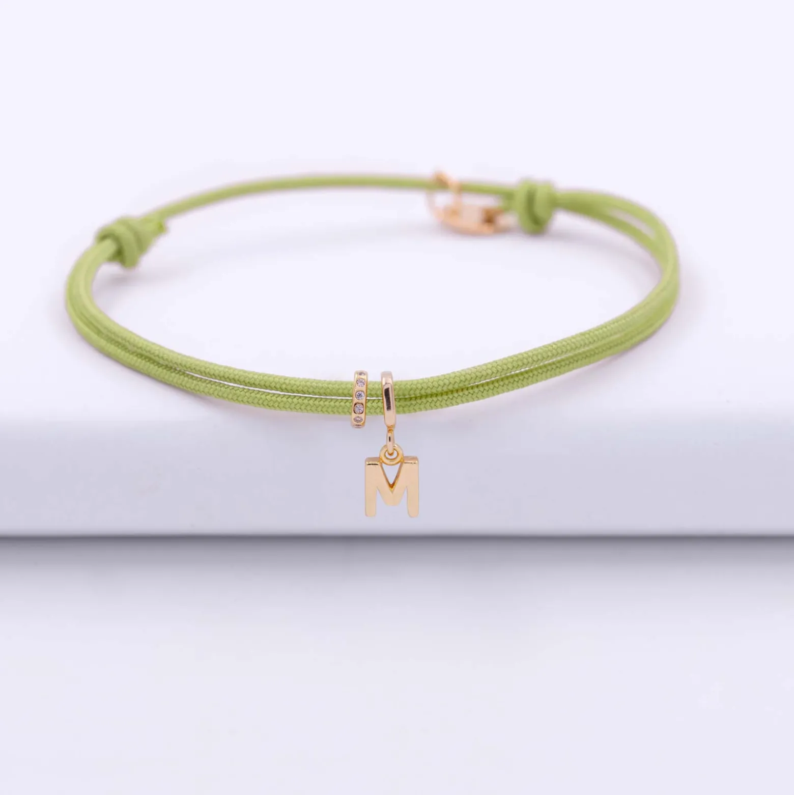 Bracelet cordon double personnalisé collection Chapitre plaqué or - à composer