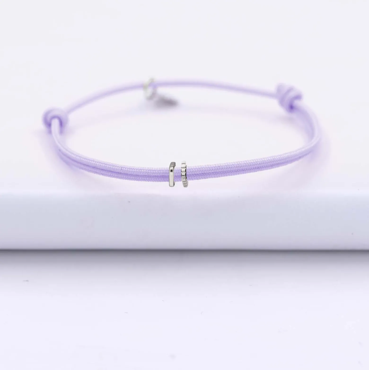Bracelet cordon double personnalisé collection Chapitre argent - à composer