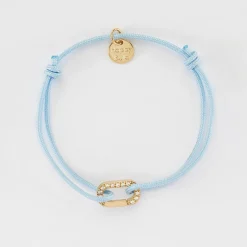 Bracelet cordon mousqueton scintillant plaqué or 12x8 mm