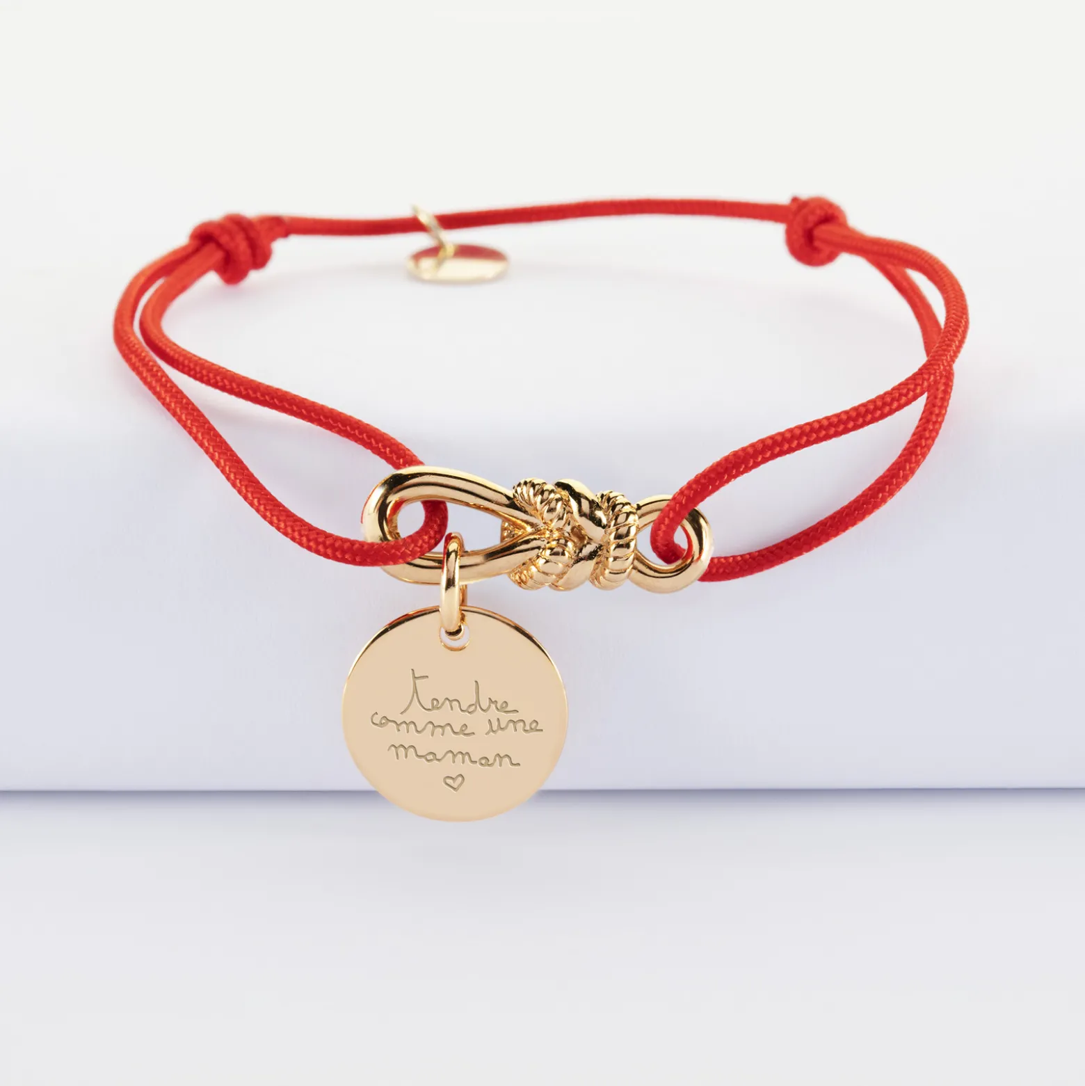 Bracelet cordon personnalisé "Le lien" et médaille gravée plaqué or 15 mm - HappyBulle x Lilylovesfashion