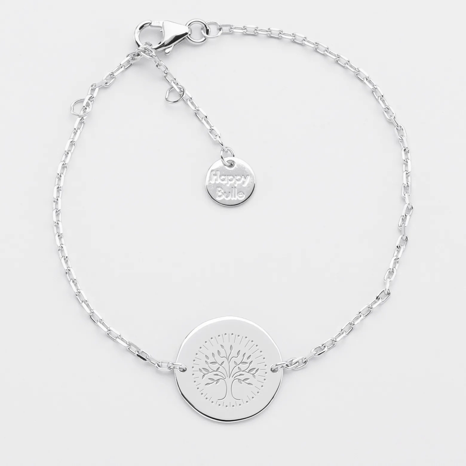 Bracelet Cérémonie enfant chaîne personnalisé médaille gravée argent 2 trous 15 mm