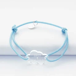 Bracelet d'identification enfant médaille gravée acrylique nuage 2 trous 20x14 mm