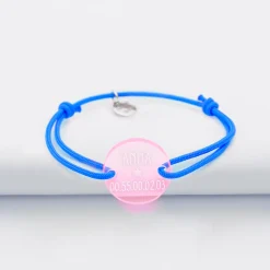 Bracelet d'identification enfant médaille gravée acrylique fluo rose 2 trous 17 mm