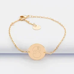 Bracelet enfant chaîne personnalisé médaille gravée plaqué or 2 trous 15 mm - Happybulle x Barbapapa