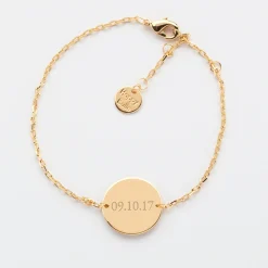 Bracelet enfant chaîne personnalisé médaille gravée plaqué or 2 trous 15 mm - Nos petits imparfaits