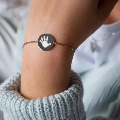 Bracelet enfant chaîne personnalisé médaille gravée argent 2 trous 15 mm