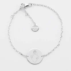 Bracelet enfant chaîne personnalisé médaille gravée argent 2 trous 15 mm - Happybulle x Barbapapa