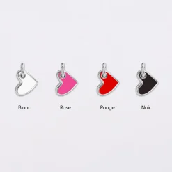 Bracelet enfant coeur email argent 10 mm