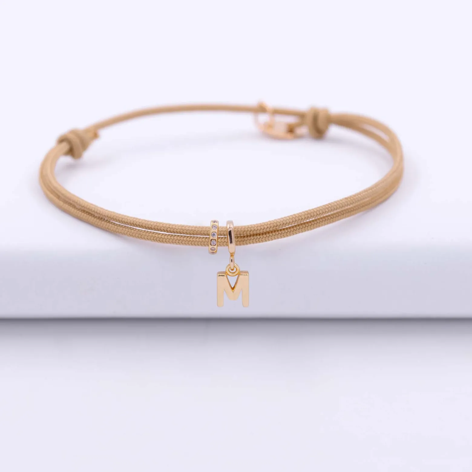 Bracelet enfant cordon double personnalisé collection Chapitre plaqué or - à composer
