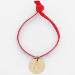 Bracelet enfant cordon élastique personnalisé médaille plaqué or 15 mm - Happybulle x Barbapapa