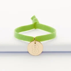 Bracelet enfant cordon élastique personnalisé médaille plaqué or 15 mm - Happybulle x Barbapapa