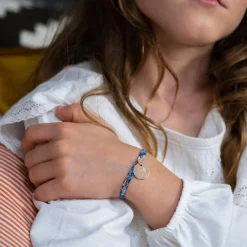 Bracelet enfant Liberty personnalisé médaille gravée plaqué or 15 mm - Happybulle x Barbapapa